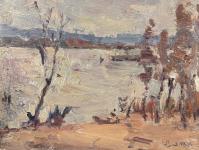 Winter Columbia River West View (unframed) by Michael Lindstrom