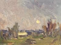 Moon Over Meadow (unframed) by Michael Lindstrom